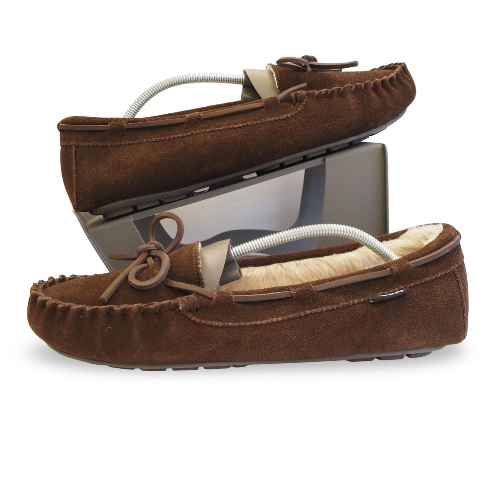Clarks Nancy Lined Suede Moccasin Slippers Brown Womens 11M Comfort Shoes‎